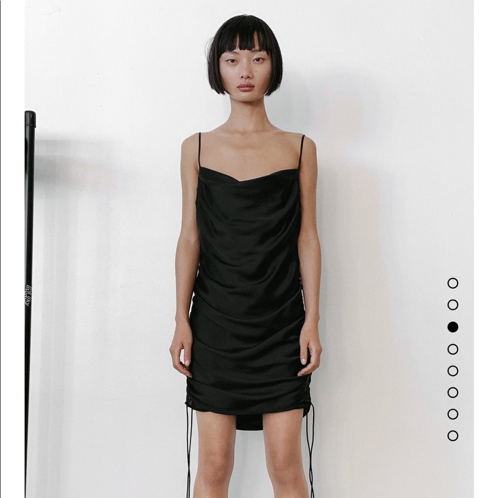 Zara black draped satin dress
